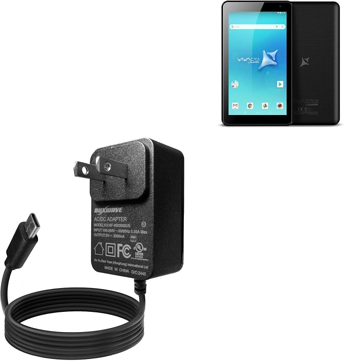 BoxWave Charger Compatible with Allview Viva C703 - Wall Charger Direct (15W) Rapid Charge Your Device with Built-in 3ft Cable