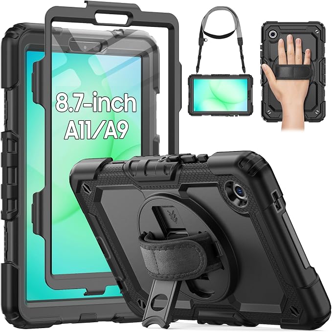 HXCASEAC Case for Samsung Galaxy Tab S6 Lite 10.4 inch Protective with Screen Protector/Hand Strap/S Pen Holder Shockproof S6 Lite Tablet Case 2024/2022/2020 SM-P610 SM-P613 SM-P620 - Black
