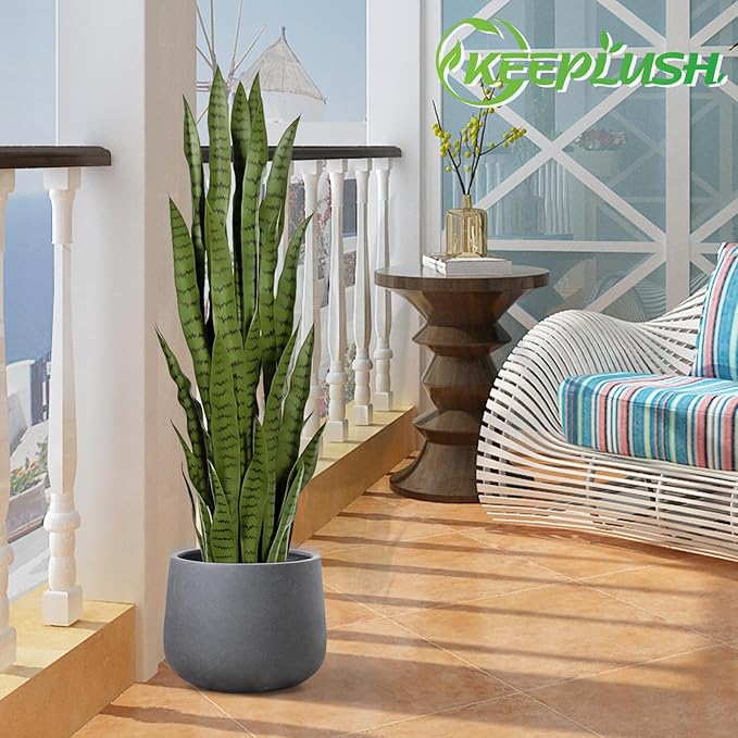 4ft Artificial Snake Plant – 46in Faux Sansevieria Plants, Fake Floor Plant for Indoor Outdoor, Front Porch Patio Home Office Decor, Mother-in-Law’s Tongue, Green 1Pcs