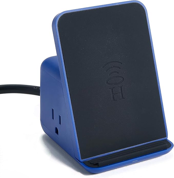 Halo Wireless Charging Pad with 3 USB Ports &amp 2 AC Outlets Phone Charging Station for up to Five Devices Red