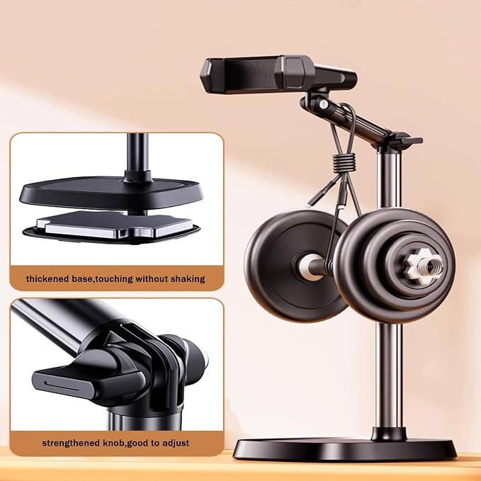 Phone Stand for Desk Angle Height Adjustable Phone Holder for Desk Universal iPhone Holder Retractable Cell Phone Stand Recording