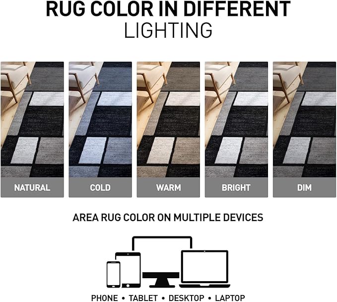 Rugshop Contemporary Modern Boxes for Home Office,Living Room,Bedroom,Kitchen Non Shedding Area Rug 2'7" x 4' Gray