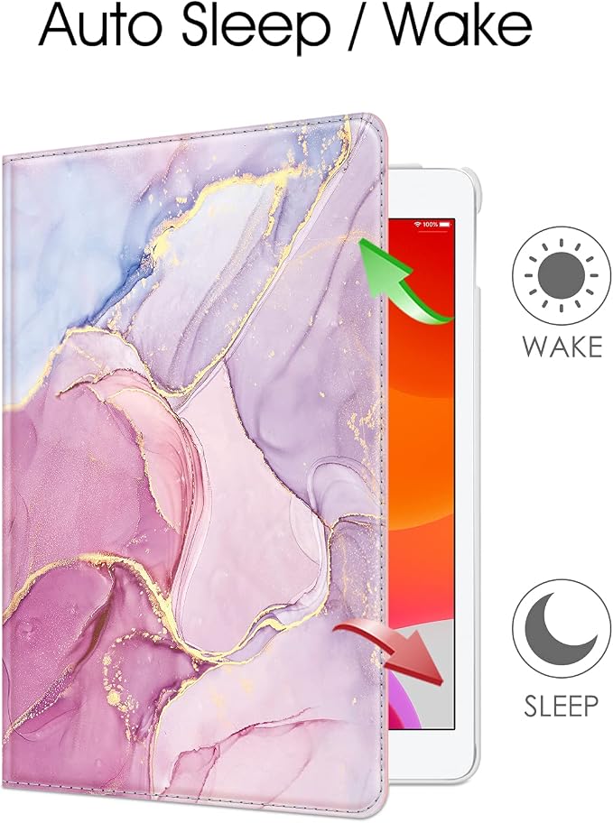 Fintie 360° Rotating Case for iPad 9th / 8th / 7th Generation 10.2 Inch | Swivel Stand Portrait &amp Landscape Viewing Shockproof Cover with Pencil Holder Auto Wake/Sleep Aqua Wave