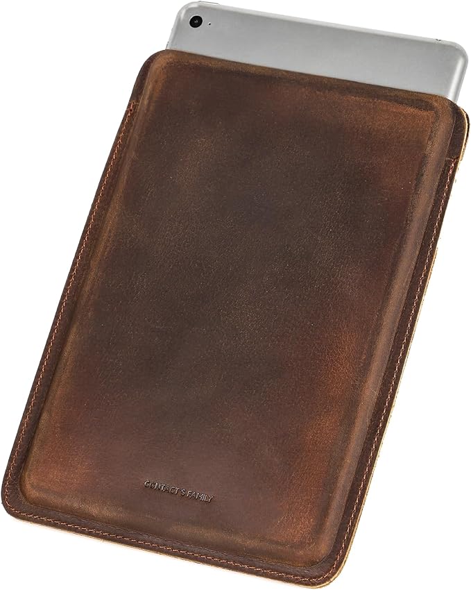 Top Grain Leather 12.9 Tablet Sleeve Slim Protector Vintage Design Fully Handmade Compatible with 12.9 iPad Pro 3/4/5/6 Gen Fits A2233 A2069 A2378 A2379 A2461 A2462 Coffee 12.9 Inch