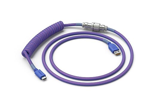GLORIOUS Coiled Keyboard Cable – Coiled USB C Cable Artisan Braided Cables for Mechanical Gaming Keyboard Coiled Cable - Custom Keyboard Cable (Cobalt Blue)