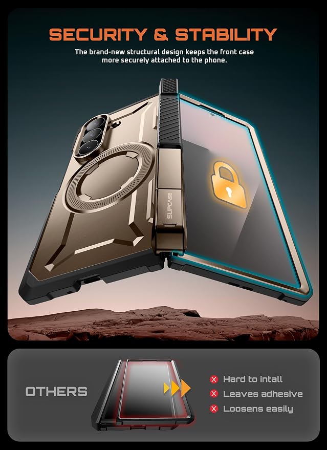 SUPCASE for Samsung Galaxy Z Fold 7 Case with Kickstand Azure | Compatible with MagSafe Tempered Glass Screen Protector Military-Grade Protection Hinge Coverage Unicorn Beetle Grip