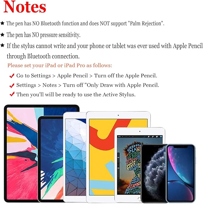 Stylus Pen for Touchscreen Kenkor Rechargeable Digital Fine Point Active Tablet Pencil Stylus Pen for iPhone/Switch/Android/Apple iPad Pro/Air/Mini/Samsung/Cellphone/Tablet Drawing &amp Writing - B