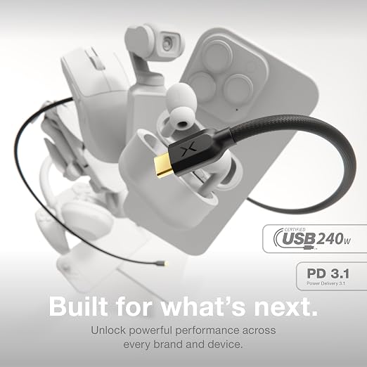 NOCO XGrid XC1: 240W USB-C to USB-C Cable with 3-Foot Durable Design | USB-IF Certified Smart E-Marker Chip 480Mbps Data UltraFlex Braided Nylon &amp Silicone Jacket 10000-Bend Tested