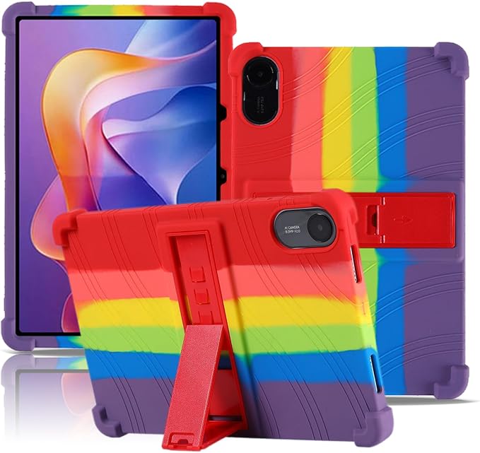 Case for Xiaomi Redmi Pad 2 Tablet 11inchNOUKAJU Tablet Protection CaseAdjustable BracketSoft SiliconeSilicone Protection Cover for Redmi Pad 2(Black)