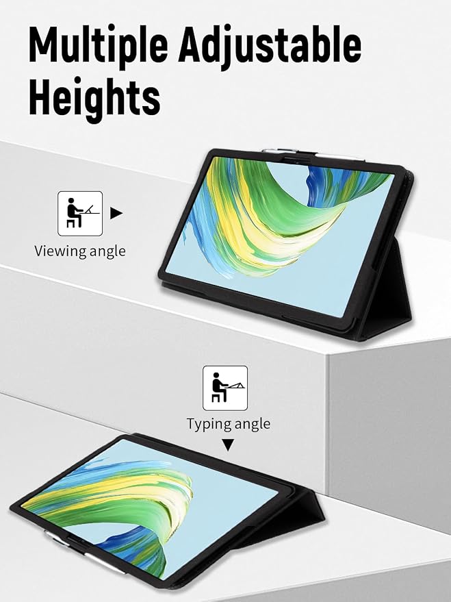 11 Case for TCL NXTPAPER 11 Gen 2 Tablet 9465X (Black) | PU Leather Folding Cover with Pen Holder and Wrist Strap Business Travel Portable