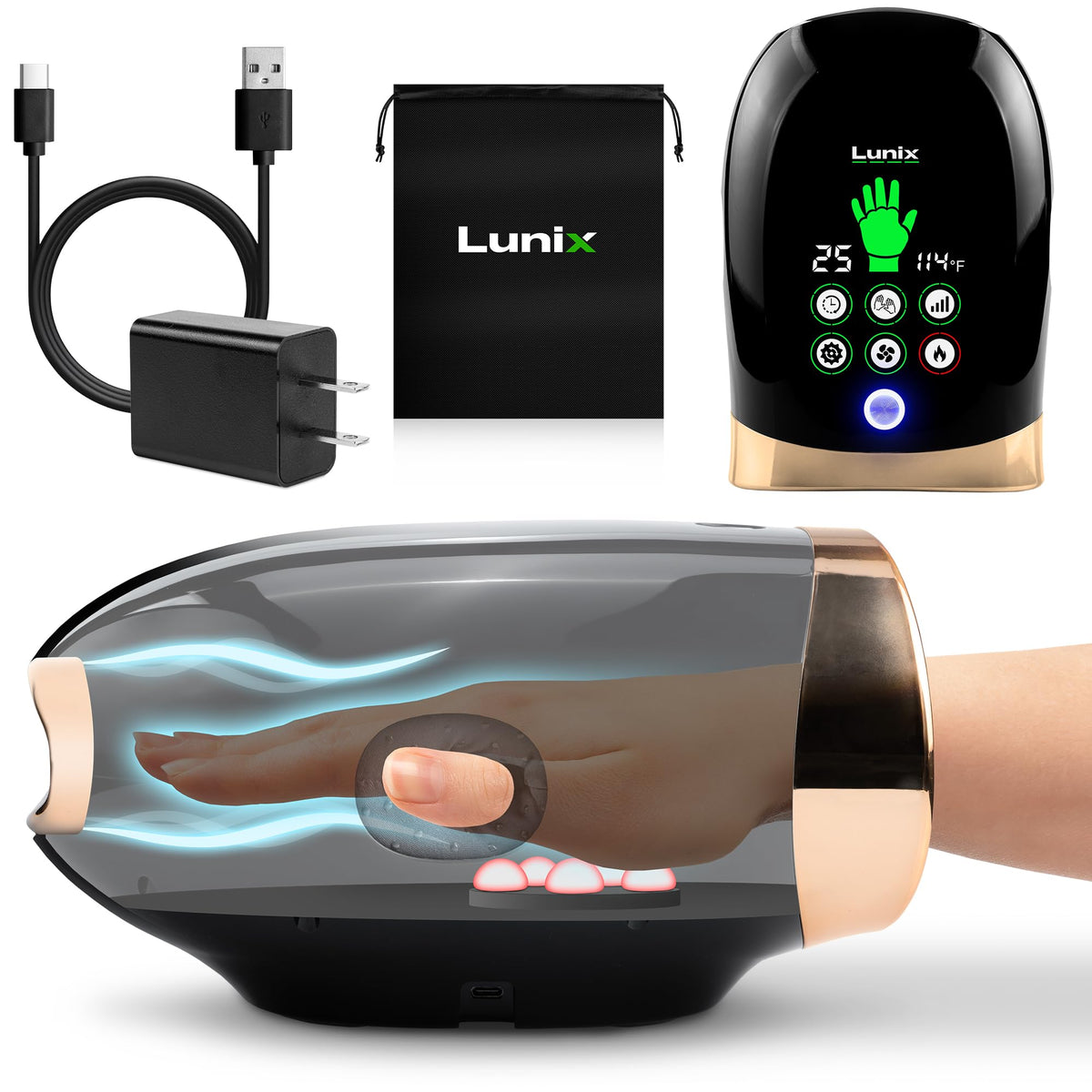 Lunix LX30 Rolling Hand Massager with Kneading & Compression, Heated