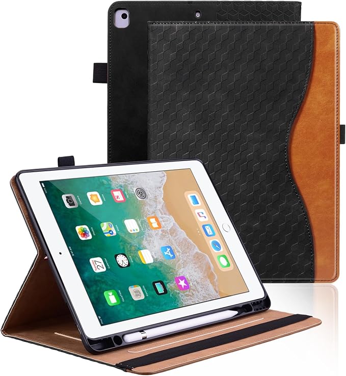 Case for iPad 9th 8th 7th Generation (2021/2020/2019) 10.2 InchiPad Air 3rd Generation PU Leather Cover Multi-Angle Viewing Stand with Card Pocket for ipad 9th Generation CaseBlack