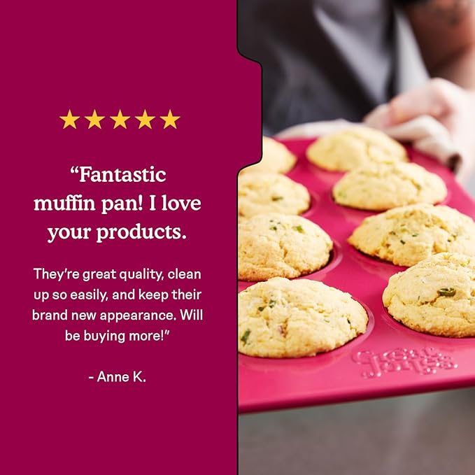 Great Jones Nonstick 12-Cup Muffin Pan (Raspberry) | Non Toxic