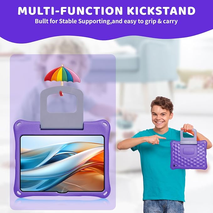 Case for Onn 10.1 Inch Tablet (2024 Model) Gen 4 - Shockproof Lightweight Protective EVA Kids Kickstand Cover Case + 1 Stylus (Black)