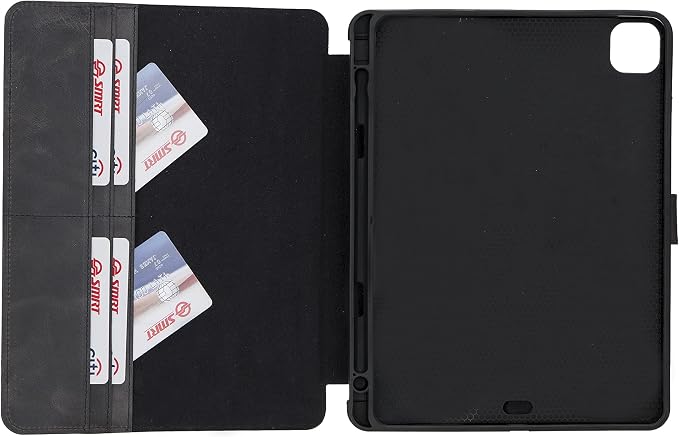 Genuine Leather Handmade iPad 10.2 Magnetic Closure Case with Separeted Compartments and Card Slots for Women &amp Men (8th Gen 2020) (7th Gen 2019) (Black)
