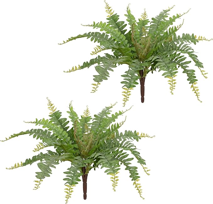 Ferns Artificial Plants 2pcs Faux Ferns for Outdoor Planter Large Fake Ferns Look Real Artificial Ferns with 42 Fronds Hanging Boston Fern Fake Plant Shrubs for Home Farmhouse Garden Porch Decor