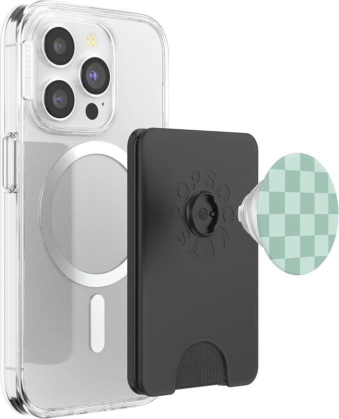 Mint Green Checkered PopSockets Adhesive PopGrip