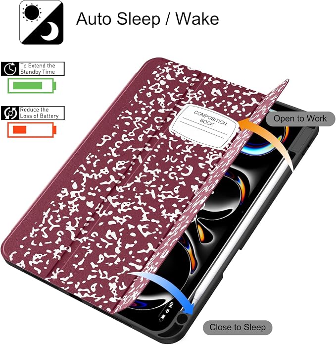 Soke Case for iPad Pro 11 Inch (M5 2025/M4 2024) - Book Black | Built-in Apple Pencil Slot Auto Sleep/Wake Lightweight Protective Cover