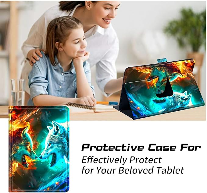 for Walmart Onn 10.1 2024 Onn 10.1 Gen 4 Universal Tablet Case 360 Degree Rotating Kickstand Protective Stand Case with Multiple Viewing PU Leather Shell Case Black Book Cat