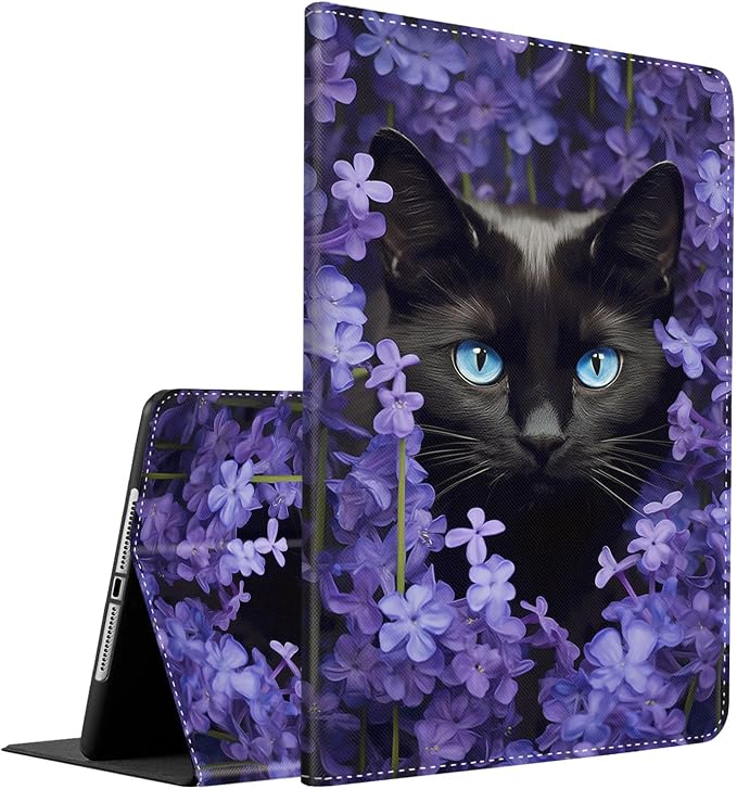 Case for Galaxy Tab S5e Case 2019 10.5 Tablet SM-T720/T725，Anti Slide Premium PU Leather Multi-Angle Viewing Folio Stand Case Cover for Samsung Galaxy Tab S5e Tablet 10.5 Inch - Black Cat Art