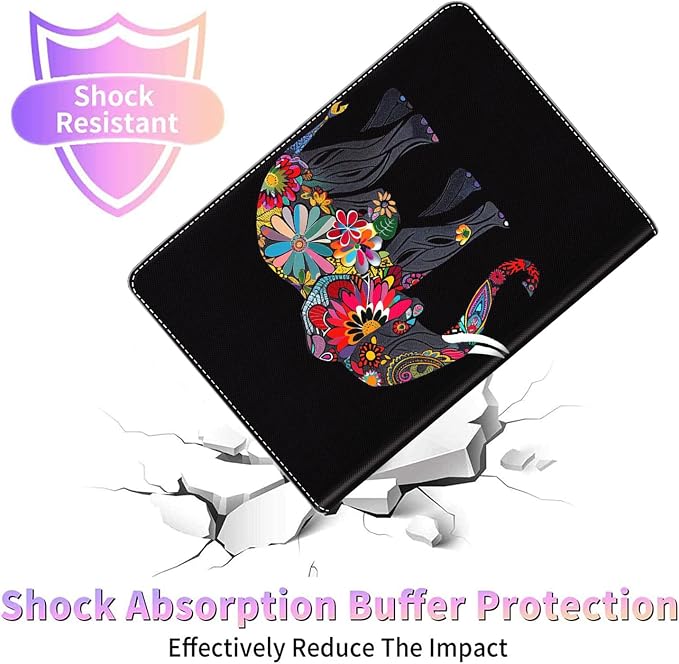 Case for iPad 10th Generation (2022 Release) 10.9 Inch Durable Shockproof Protective Cover for New iPad 10th gen 10.9 2022 Elephant Sunflower