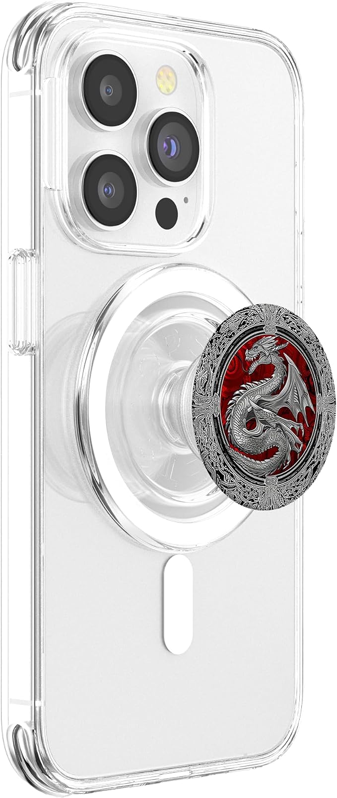Viking Dragon Silver Chinese Dragons Mythology Fantasy PopSockets PopGrip for MagSafe