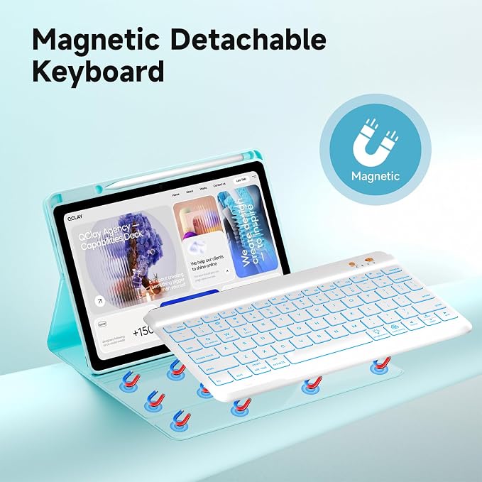 BLUTLOTUS Keyboard case for iPad 9th/8th/7th Generation 10.2 Inch - Backlit Wireless Detachable Folio Keyboard Cover with Pencil Holder for iPad 9th/8th/7th Gen Air 3rd Generation 10.5 Inch