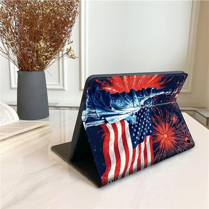 DEGDFSGR for Amazon Fire HD 10 Tablet 10 Plus Tablet Case (13th/11th Generation 2023/2021 Release) with Adjustable StandAuto Sleep/Wake for Kindle Fire 10 Case 10.1 inchAmerican Flag Sunflower Cross