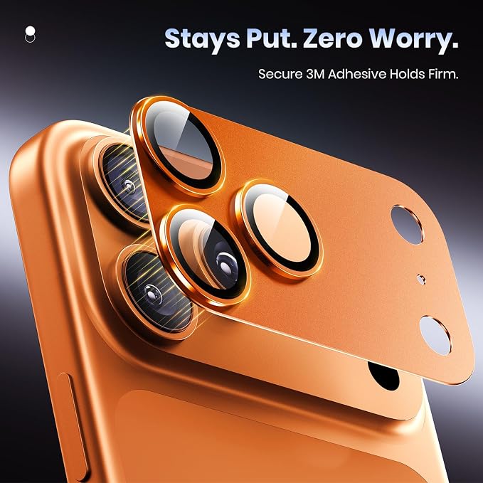 for iPhone 17 Pro Camera Lens Protector - 12FT Shatterproof | Military Grade Protection Strong Adsorption 9H+ Tempered Glass Camera Screen Full Protective Cover Case Friendly Black