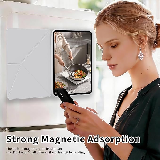 kenke Magnetic Case for iPad Air 11'' Air 10.9'' 5th/4th Gen Black | For iPad Air 11 M4 M3 M2 Air 10.9 (5th/4th 2022/2020) Multi-Folding Stand Cover Detachable Frame Back Auto Wake/Sleep