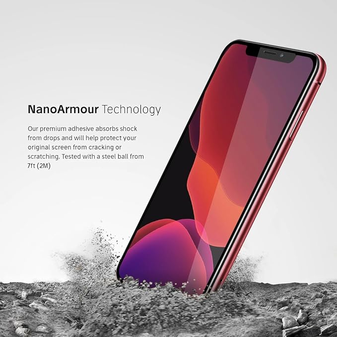 FLOLAB NanoArmour for iPhone 11 XR Ultra Clear Anti Blue Light Blocker Screen Protector the Best Tempered Glass - Durable Smooth as Butter Easy to Install Guaranteed. (Dust Free)