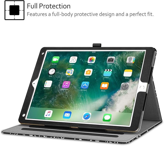 Fintie Multi-Angle Case 2017/2015 iPad Pro 12.9 inch (Old Model) 1st &amp 2nd Gen Case - [Corner Protection] Folio Stand Cover with Pencil Holder &amp Pocket Auto Wake/Sleep Blooming Hibiscus
