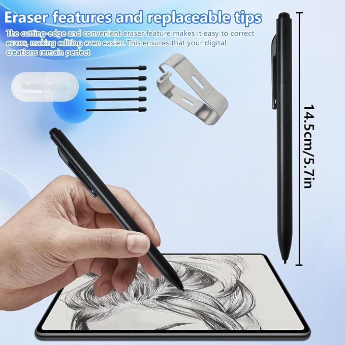 EMR Stylus with Eraser Universal Touchscreen Pen Fit for BOOX Series &amp Fit for Wacom Digital Tablet Digital Drawing Pen on EMR Displays 4096 Pressure Sensitivity &amp Tilt SensingUpgraded