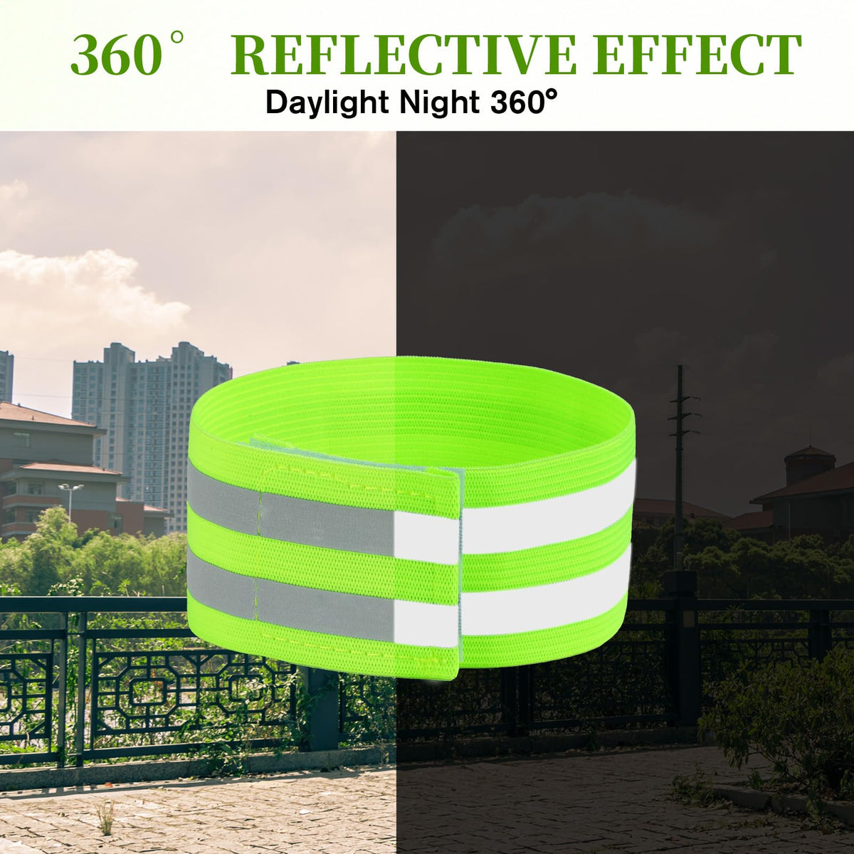 8PCS High Visibility Reflective Bands for Running, Neon Strap Tape Bracelets, Adjustable Reflective Strap Bracelets, Reflectives Running Gear for Women Men Runnings Cycling Walking Arm Wrist Ankle Leg