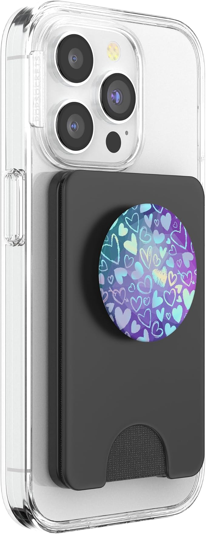 Rainbow Modern Hearts Teal Purple Polygon PopSockets Adhesive PopGrip