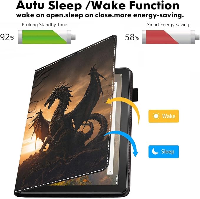Case for Amazon Kindle Fire HD 10 Tablet 10.1 (9th/7th Generation 2019/2017 Release) - PU Leather Folio Case with Smart Auto Wake/Sleep African American Girl