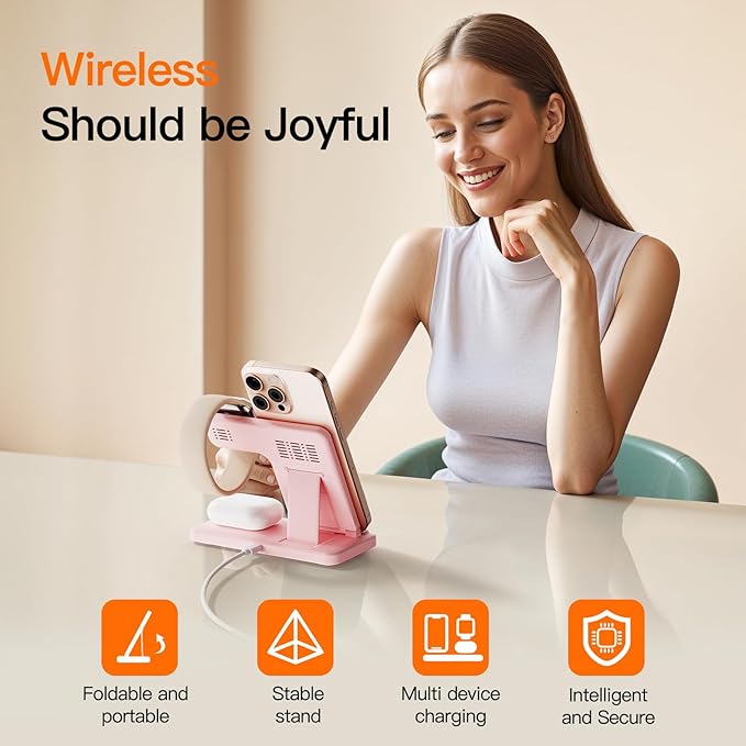 2025 3 in 1 Wireless Charger for iPhone 16 15 14 13 12 11 XR 8, Apple Charging Station for Apple Watch 10/9/Ultra/8/7/SE/6/5/4 & AirPods Series, Wireless Charging Station for Multiple Devices Apple