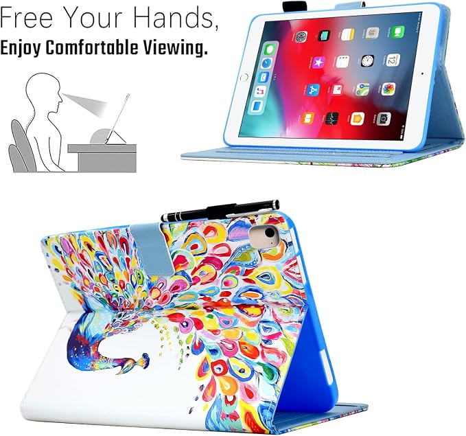 Case for iPad 9th/8th/7th Generation iPad 10.2 Case (2021/2020/2019 Model iPad 9/8/7 Case) PU Leather Folio Folding Stand Cover for iPad 10.2 inch Auto Wake/Sleep Hummingbird