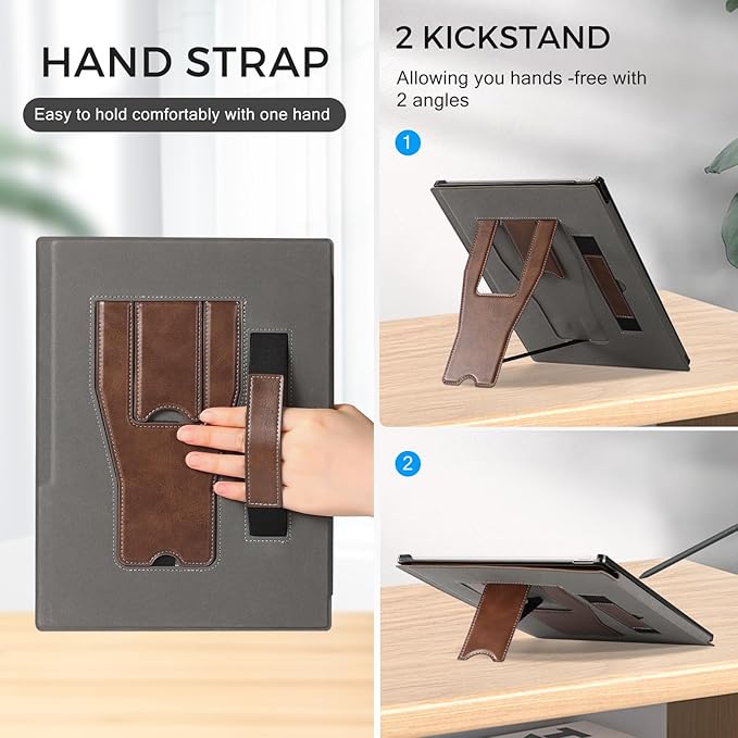 CoBak Stand Case for Remarkable Paper Pro Tablet 11.8 with Hand Strap | Auto Sleep/Wake Folio Lightweight Protective Cover with Pen Holder and Nibs Holder for 11.8 inch 2024 Released (Notebook)