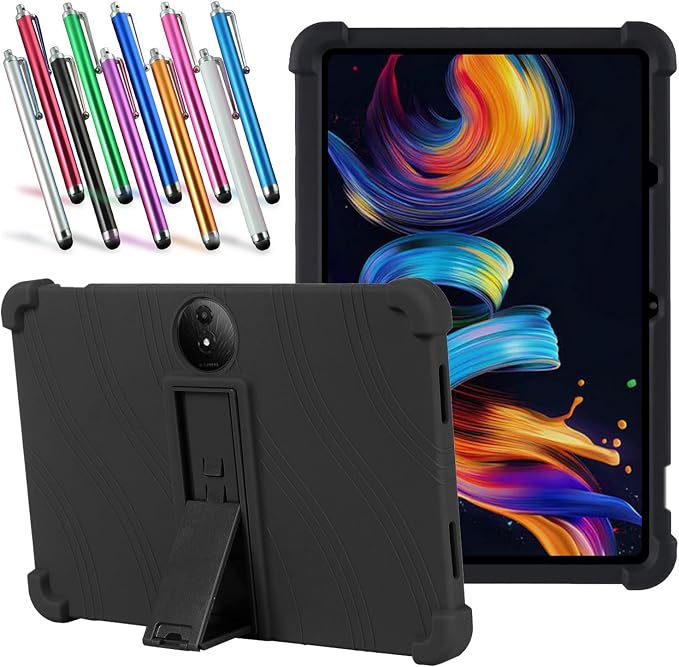 Case for TCL NXTPAPER 11 Plus Tablet 11.5 inch - Protective Lightweight Durable Silicone Stand Cover Case + 1 Random Color Stylus (Black)