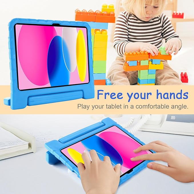 Kids Case for iPad Pro 11 M5/M4 &amp iPad Air 11 (2026/2025/2024) Shockproof Case with Pencil Holder Techcircle Light EVA Foam Handle Stand Bumper Protective Child Friendly Drop Proof Cover Black