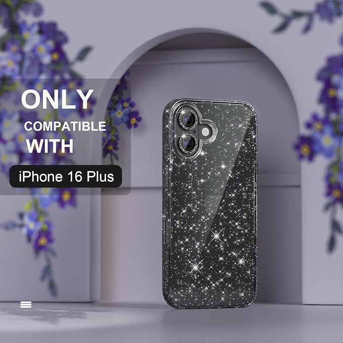 Choiche for iPhone 15 Pro Max Case Compatible with MagSafe Glitter Black | Women Girly Cute Glitter Sparkly Magnetic Phone Case with Diamond Camera Lens Protectors Military-Grade Drop Protection 6.7