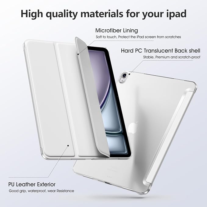 for iPad Air 13 Inch Case M4/M3/M2(2026/2025/2024) Lavender | Slim Trifold Stand Protective Cover with Translucent Hard Back for iPad Air 13 Case Support Touch ID Auto Wake/Sleep
