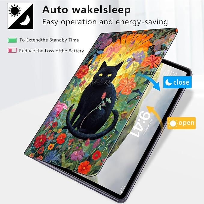 Case for iPad Air 11-inch (M4 2026 / M3 2025 / M2 2024) iPad Air 5th/4th Gen (2022/2020) 10.9 Slim PU Leather Folio Stand &amp Auto Sleep/Wake Protective Smart Cover Tree Fluorescent