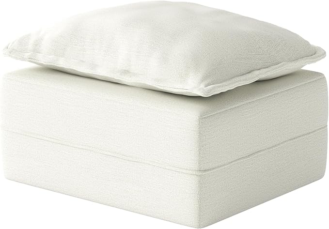 Hobestluk Rectangular Cloud Memory Foam Ottoman for Couch Comfy Couch Footrest with Removable Cover Ideal for Living Room Bedroom or Office as Extra Seating or Coffee Table (Beige, Ottoman)
