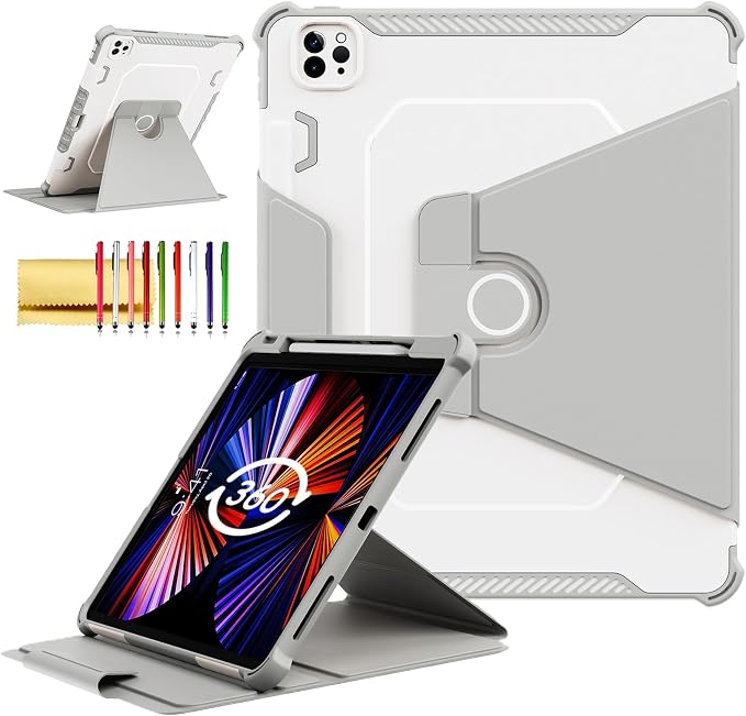 Kids Case for iPad Pro 11 M5/M4 &amp iPad Air 11 (2026/2025/2024) Shockproof Case with Pencil Holder Techcircle Light EVA Foam Handle Stand Bumper Protective Child Friendly Drop Proof Cover Black