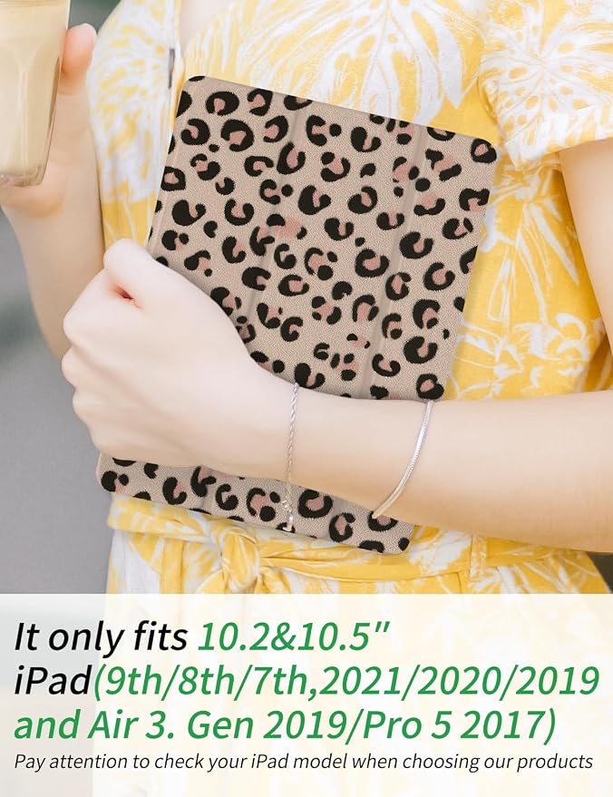 Case for iPad 9th/ 8th/ 7th Generation Case 10.2&amp10.5 Inch (2021/2020/2019 Release) Slim Lightweight Soft Trifold Back Cover with Pencil Holder &amp Auto Sleep/Wake CoverBeige Checkered