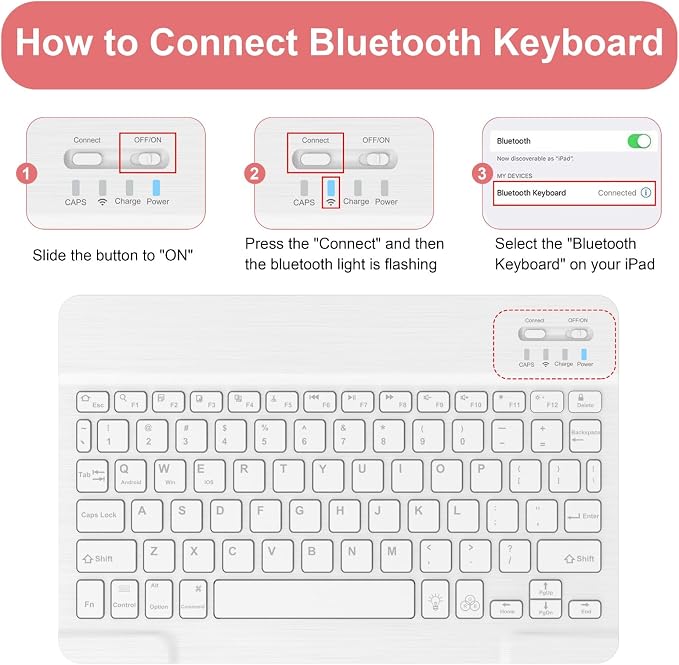 Soke for iPad (A16) 11th/10th Gen Case with Keyboard Black Marble | For iPad 11/10.9 inch(2025/2022) 7 Color Backlight Magnetic wireless Detachable Keyboard Case Built-in Pencil Holder