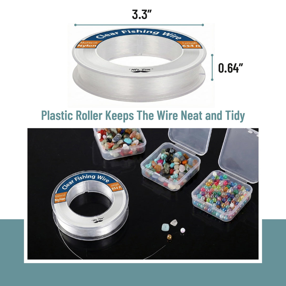 Mr. Pen- Fishing Line Clear String for Hanging, 218 Yard, 2 Pack