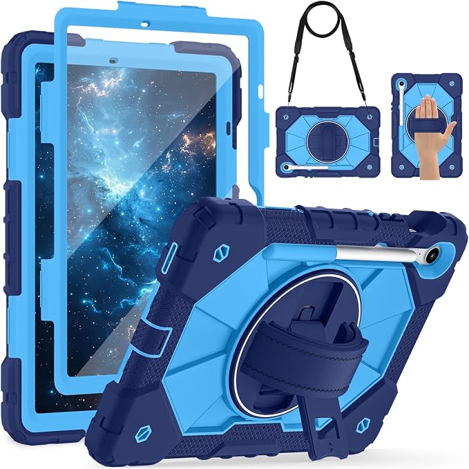 Case for Samsung Galaxy Tab S10 Lite/S10 FE/S9 FE /S9 Tablet Case 10.9/11 Inch with Rotate Stand &amp Hand Strap Screen Protector Pen Holder for Galaxy Tab S10 FE Cases Black